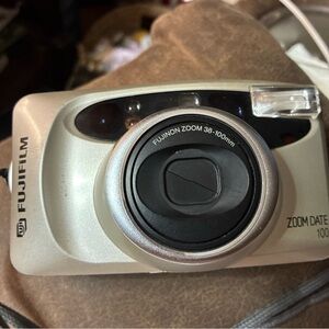 Fujifilm Beige Film Camera with Zoom Lens